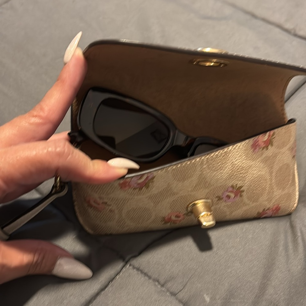 Coach Beige Floral Eyeglass Case Wristlet - Picture 4 of 4